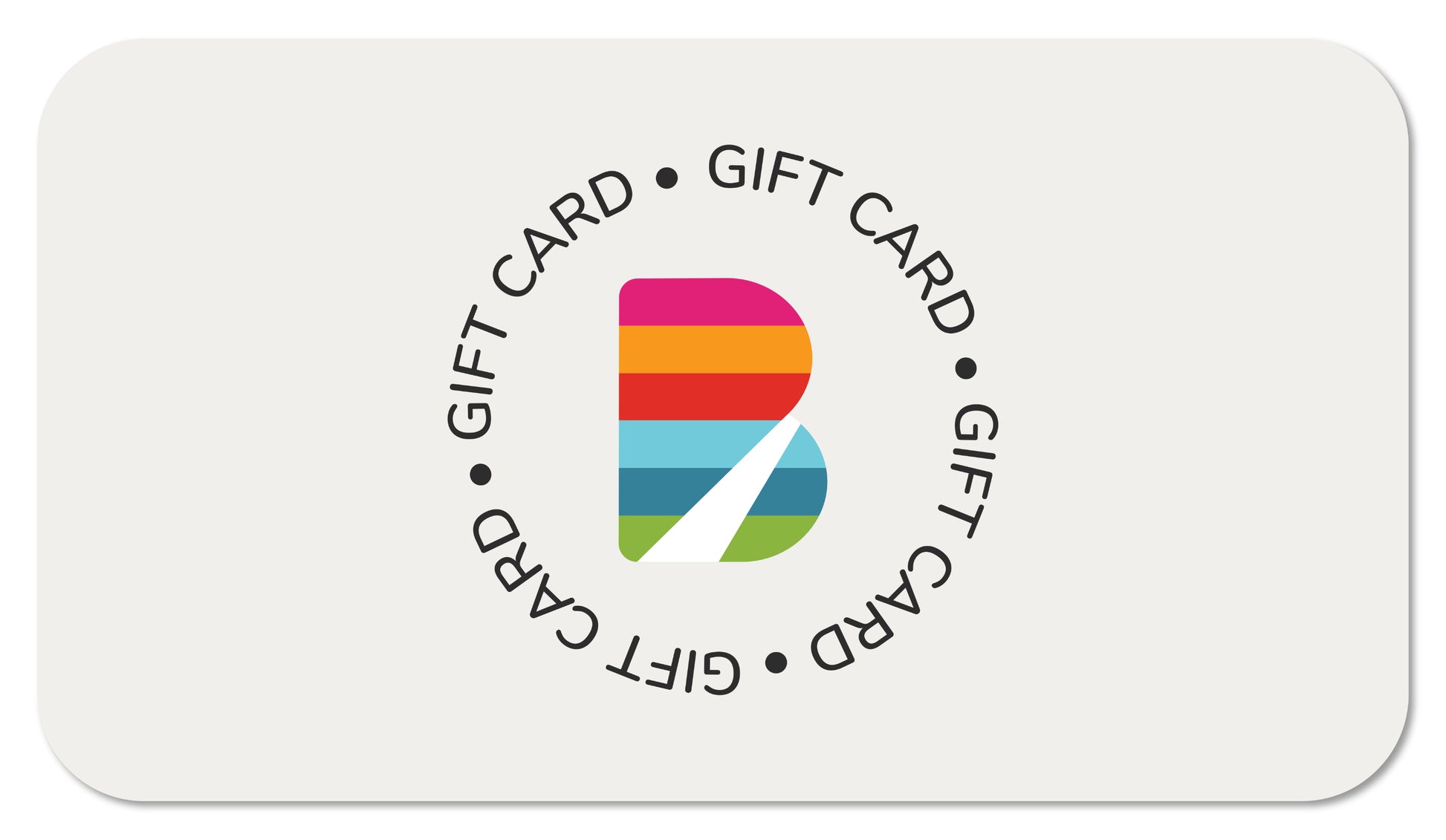 example image of a custom gift card, with Brightlane's logo in the center