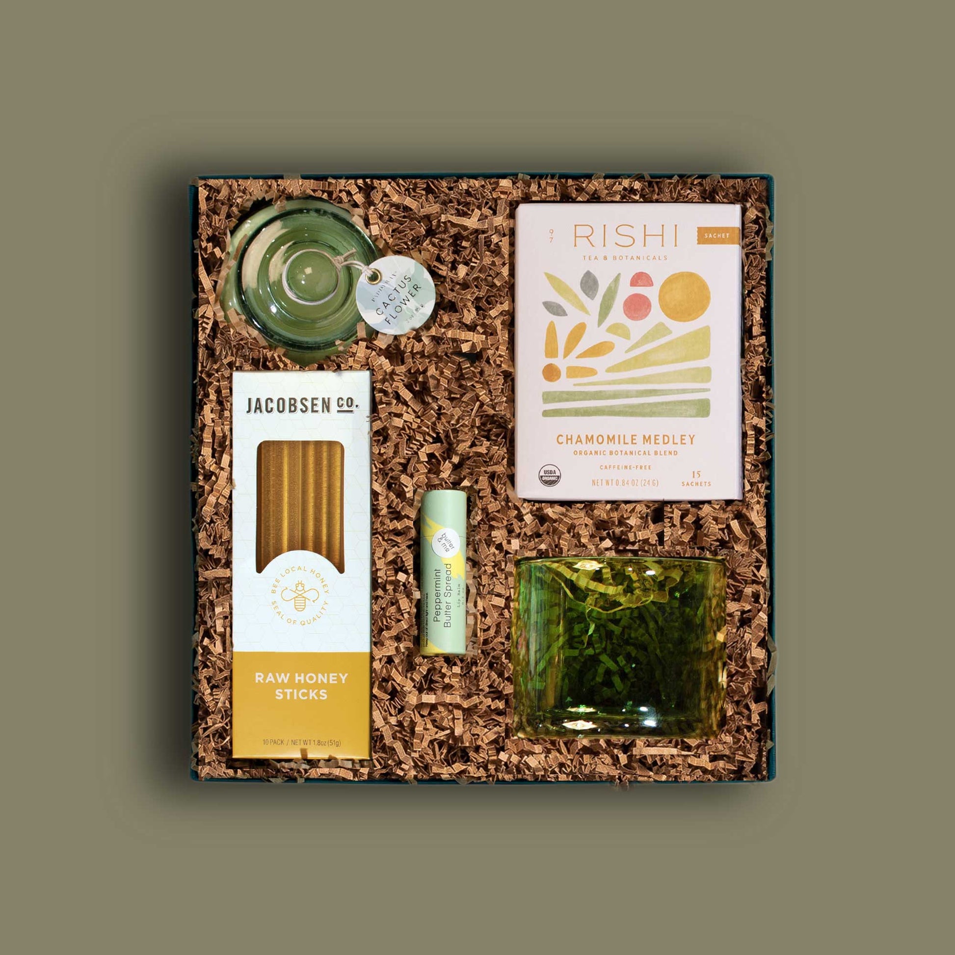 Brightlane curated gift box with tea and other get well soon items