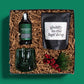 Corporate holiday gift box with gourmet coffee, glass mug and cocktail syrup