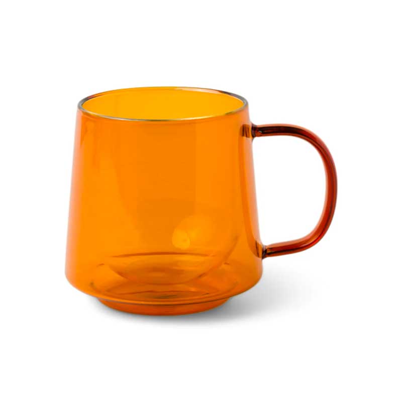unique double walled glass mug in amber