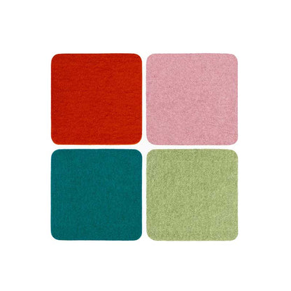 Square felt coaster set made from 100% merino wool