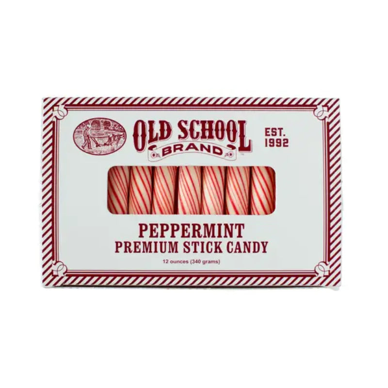 A box of festive peppermint candy sticks