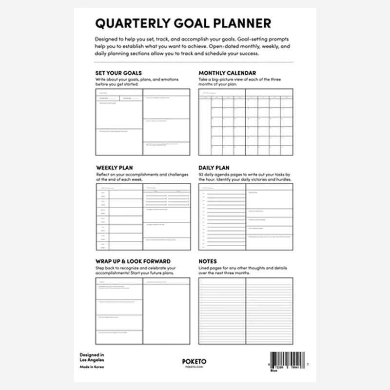 Planner for setting and accomplishing goals with a three month time span