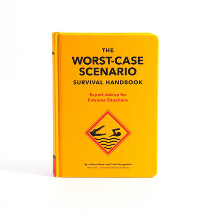 Bright yellow book with survival tips and stories