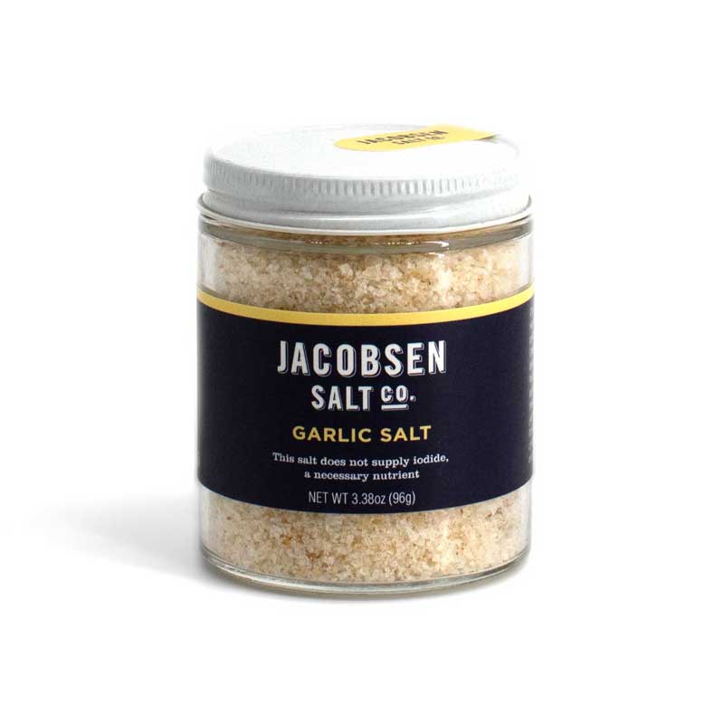 glass jar of gourmet garlic-infused salt