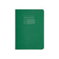 Classic notebook with green cover and gridded pages