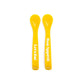 Fun yellow spoons for kids that say “let’s eat” and “bon appetit”