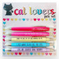 Funny set of five pens with phrases about cats