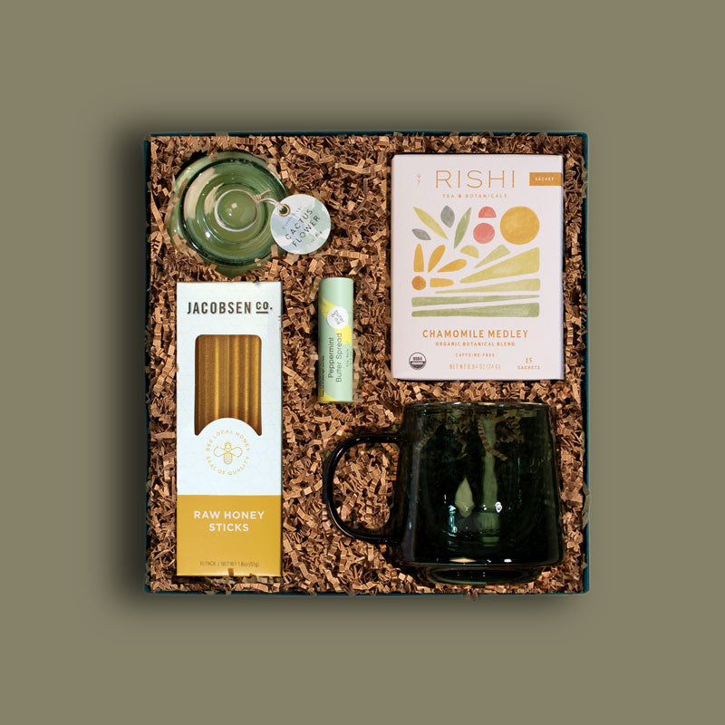 Brightlane curated gift box with tea and other get well soon items